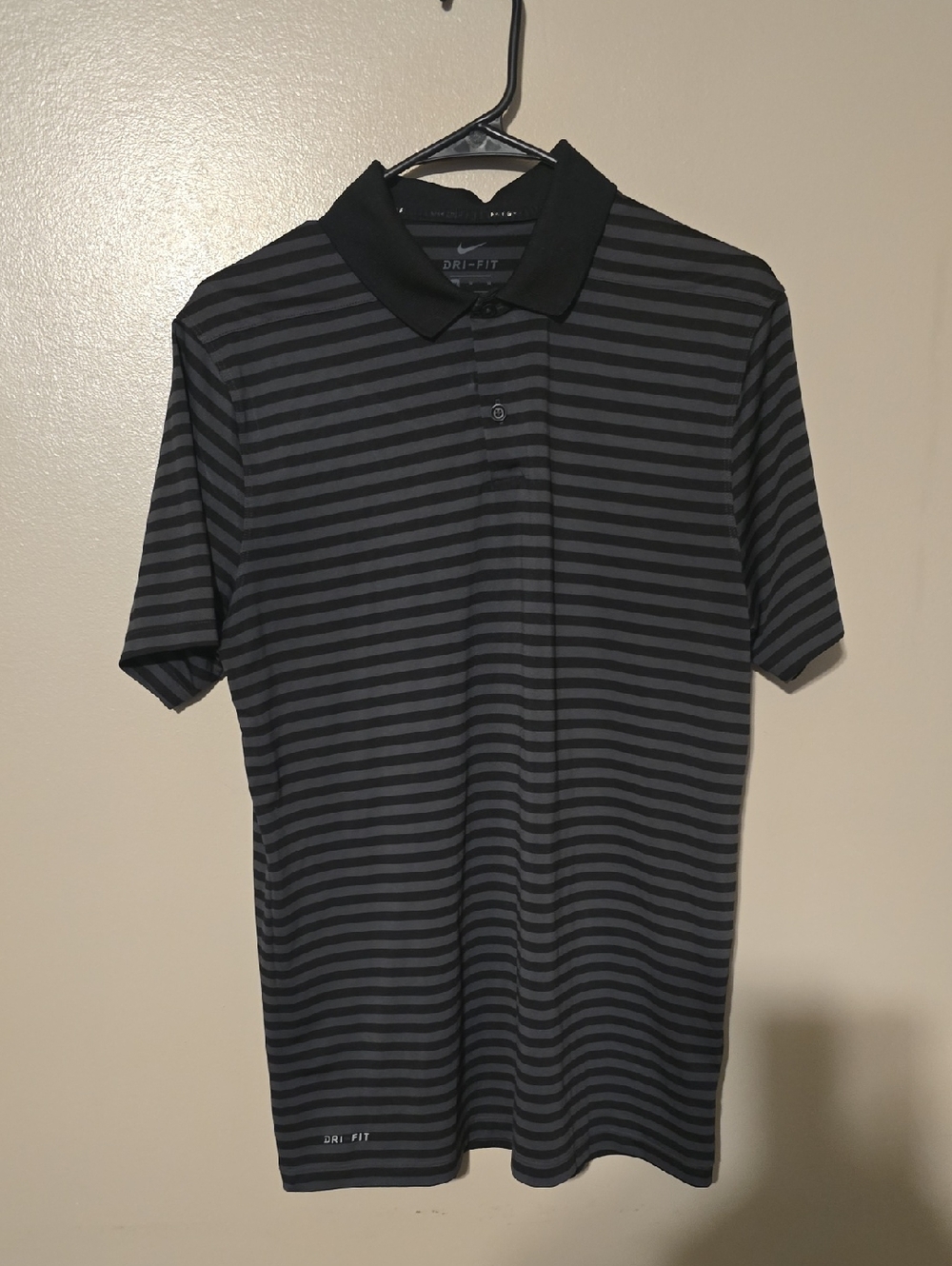 NIKE Dry-Fit Golf‎ Polo Shirt Black Gray Mens Size Medium